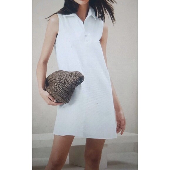 BANANA REPUBLIC Poplin Mini Dress Women's Size XXL 888838 White New With Tags - Picture 2 of 4